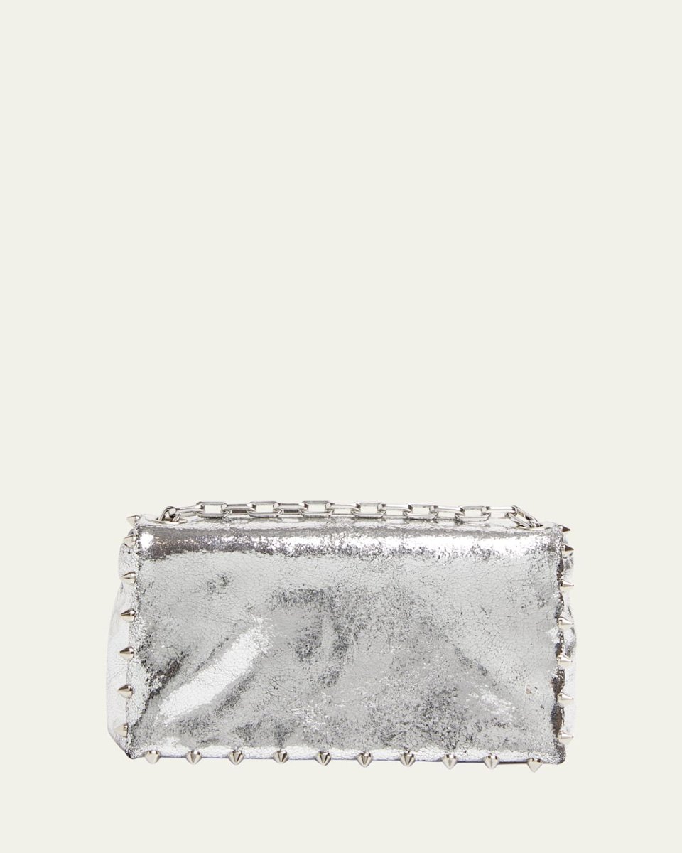 Spike Metallic Leather Pouch Bag